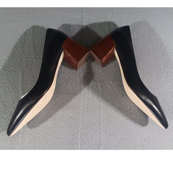 Cole Haan Womens Black Leather Pumps Block Heel Pointed Toe Classic Dress Shoe9B - Picture 5 of 5